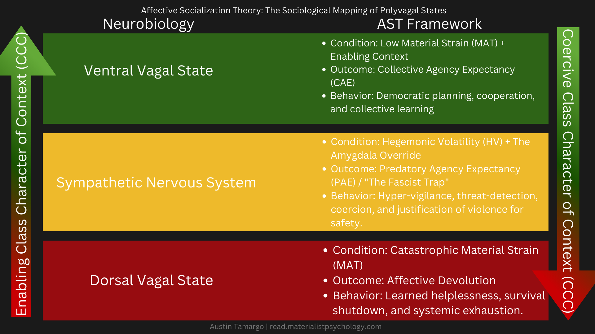 Visual map of the Green, Yellow, and Red zones in Affective Socialization Theory